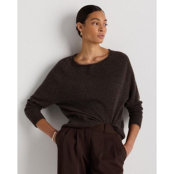 Quince Sweaters - Quince 100% Cashmere Boatneck Sweater | Brown | Size S | Lightweight Knit